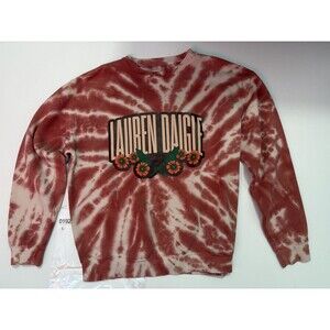 Lauren Daigle Merch Women's Large Pink Tie Dye Sweatshirt Flowers Cotton